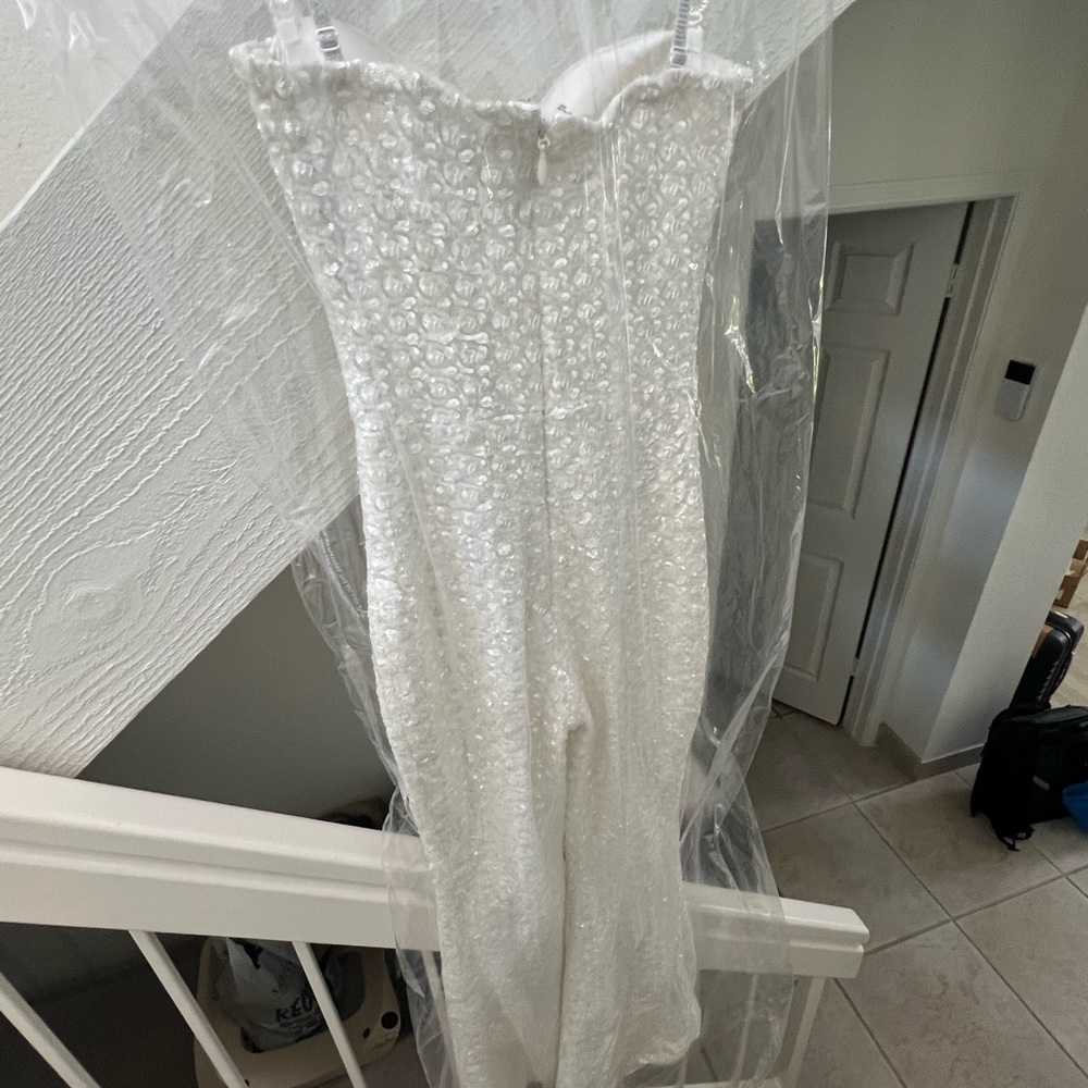 Nadine Merabi White Jumpsuit - Tailored + Dry Cleaned - Picture 7 of 11